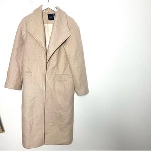 Asos Oatmeal Wool Blend Shawl Collar Long Coat Size 0 XS